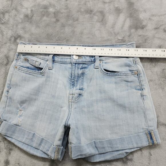 7 For All Mankind Shorts Womens 28 Blue Mid Roll Broken Twill Coco Prive Stretch - Picture 11 of 15